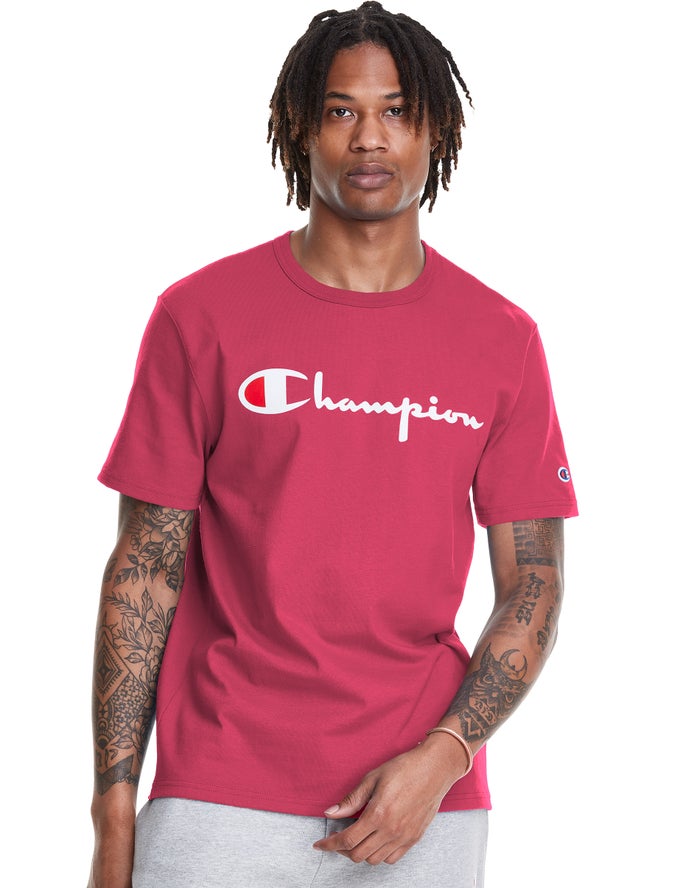 Champion Heritage Vintage Logo T-Shirt Heren - Rood - Belgie 4790IGKMB